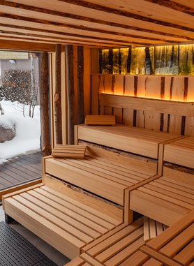 [Translate to français:] Waldpanorama Sauna im Berg Spa